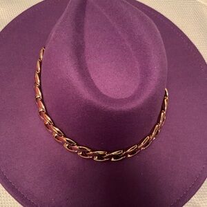 Wide brim Purple Fedora w chain